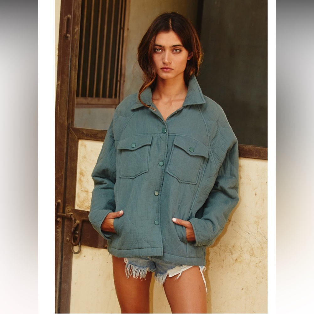 Raglan Quilted Shirt Jacket